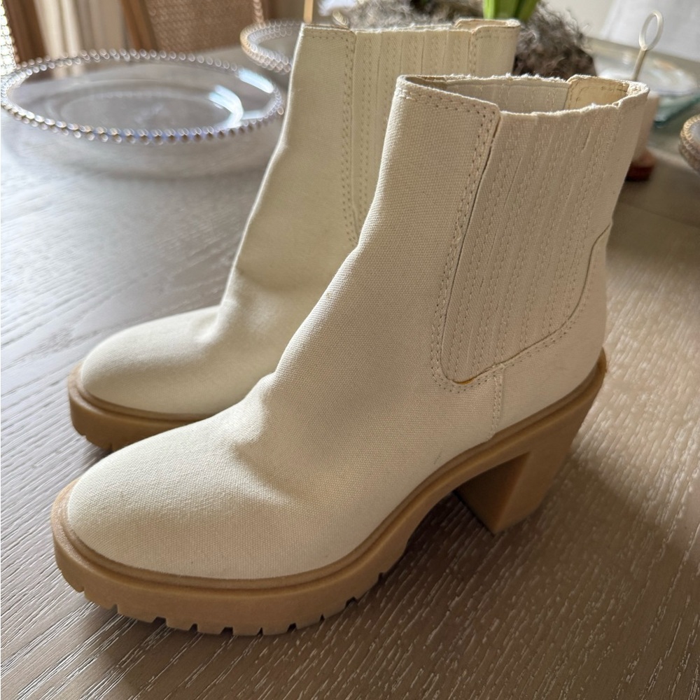 Dolce Vita Cream Heeled Boots - Picture 2 of 6